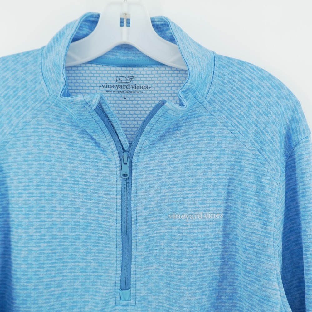 Vineyard Vines Pullover Mens Large Blue Sankaty Performance 1/4 Zip Heathered